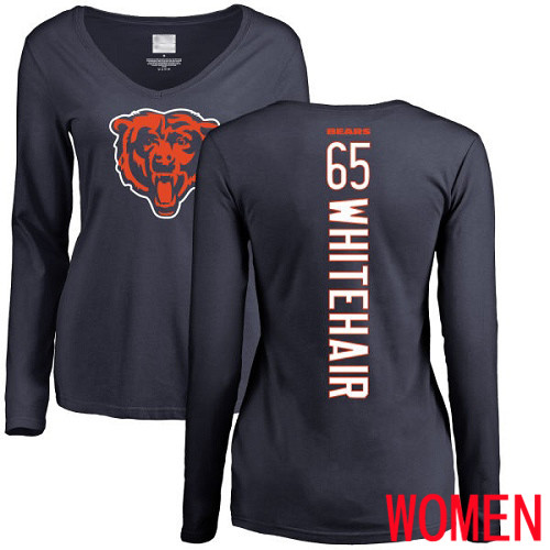 Chicago Bears Navy Blue Women Cody Whitehair Backer NFL Football #65 Long Sleeve T Shirt